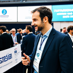 Networking at a Music Conference**

"A musician, fully clothed in appropriate business casual attire, networking at a music conference in Paris. The scene is a brightly lit convention hall with people engaging in conversation.  Background includes conference banners and tables with brochures.  Perfect anatomy, correct proportions, natural pose, professional photography, high quality, safe for work, appropriate content, fully clothed, professional."

**