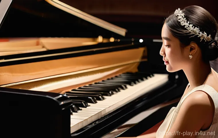 연주가 시험 고득점 비법 - **Prompt 1: Serene Confidence and Mental Readiness**
    "A young female pianist, elegantly dressed ...